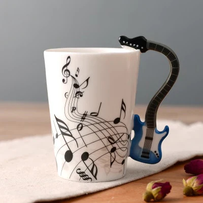 HULIANFU Novelty Music Note Cup Ceramic Guitar Coffee Mugs Personality Tea/Milk/Juice/Lemon Water Bottle Christmas Birthday Gift - Deanwangkt