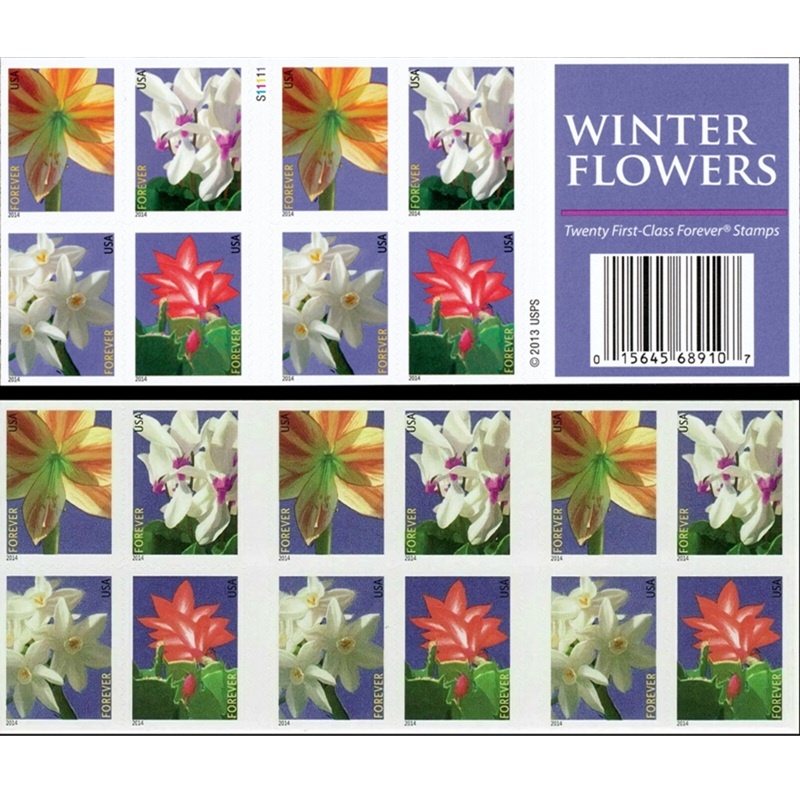 Winter Flowers 2014, (Book of 20) - TWENTYSTAMPS