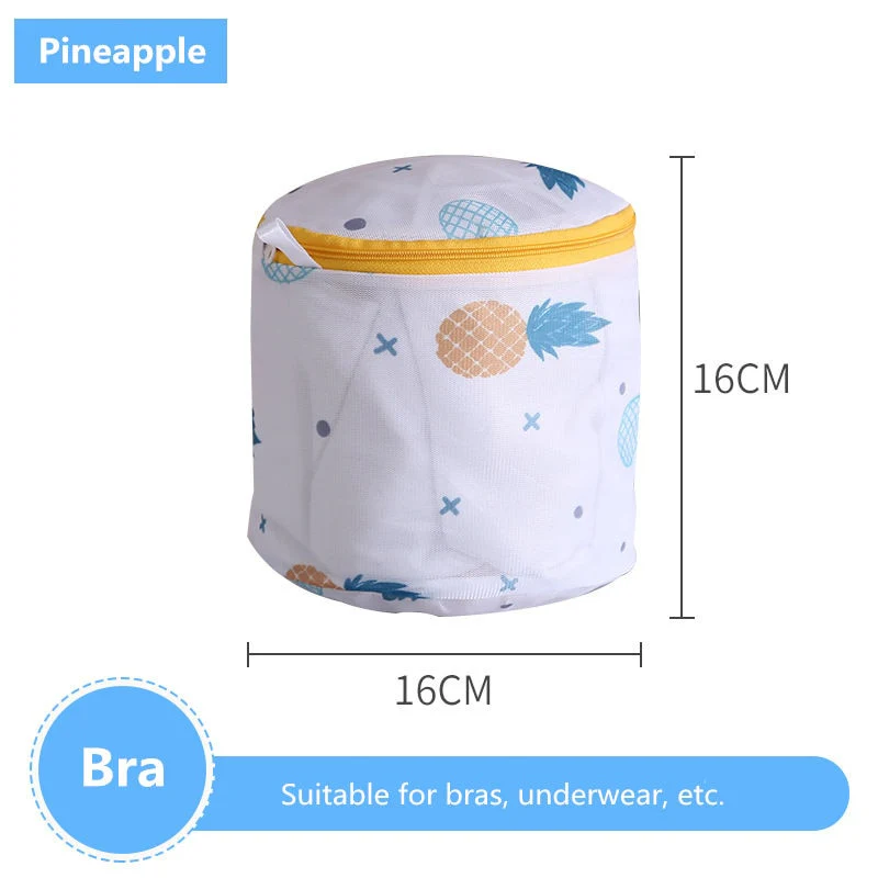 HULIANFU Pineapple Printing Zippered Mesh Laundry Bag Polyester Washing Net Bag For Underwear Sock Washing Machine Pouch Clothes Bra Bags - Deanwangkt