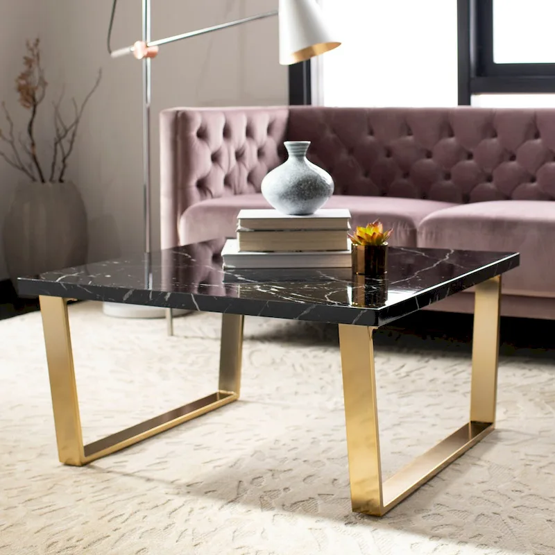 SAFAVIEH Bea Black/ Brass Square Coffee Table - 31.5 x 31.5 x 15.8 - 32Wx32Dx16H