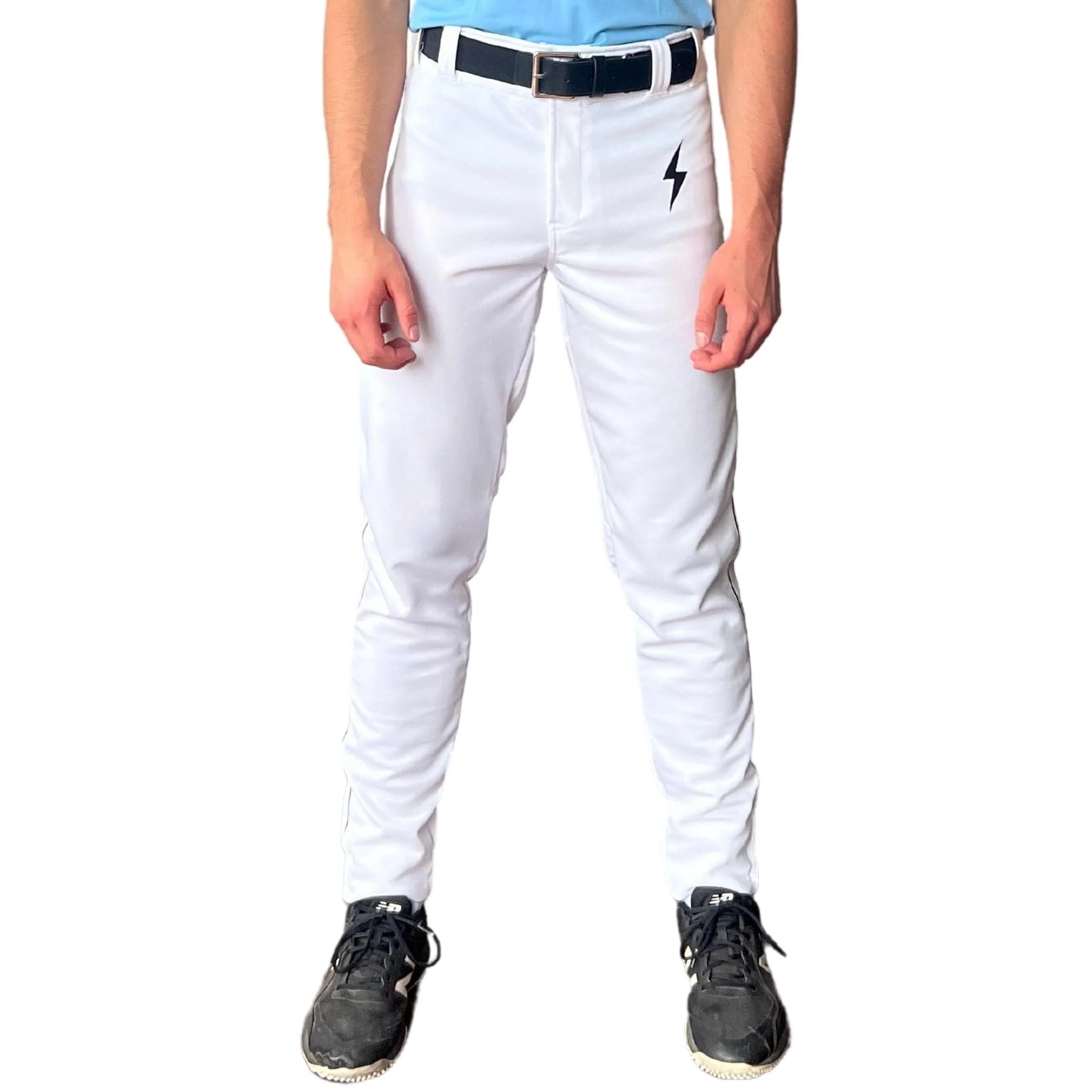 BRUCE BOLT Premium Pro Baseball Pant - WHITE w/ Black Piping