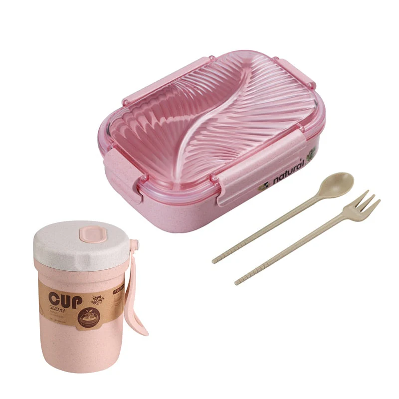 HULIANFU TUUTH Microwave Lunch Box Wheat Straw Bento Box 750ML BPA Free Food Storage Container with Soup Cup - Deanwangkt