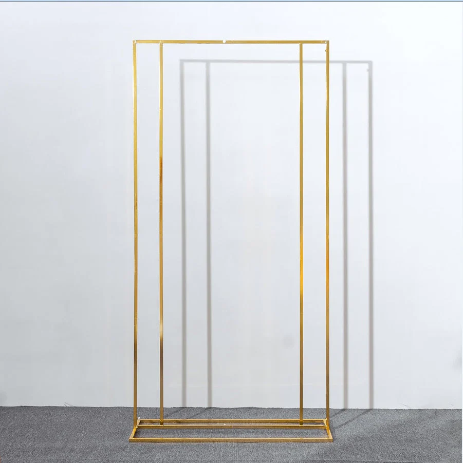 HULIANFU Wedding Arch Square Backdrop balloon Stand Background Shiny Metal Gold Plating Outdoor Artificial Flower Door Shelf Frame - Deanwangkt
