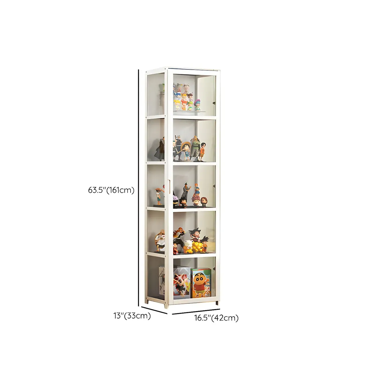 White Modern Bamboo Clear Figure Curio Cabinet