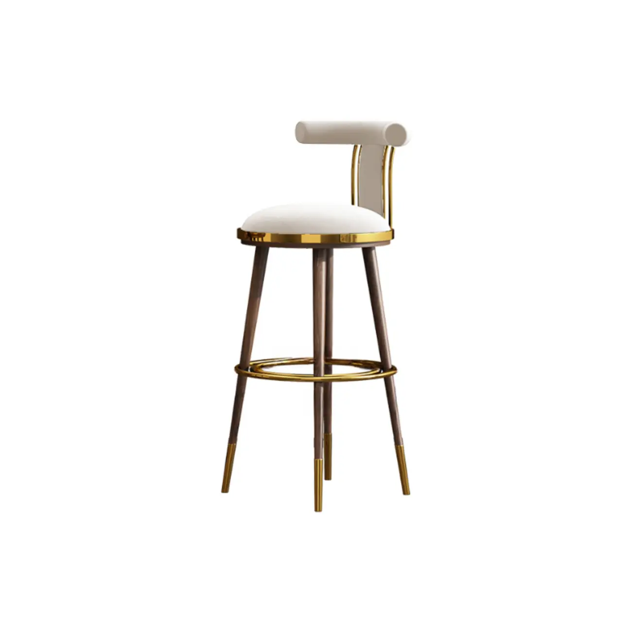 Glam Wood Velvet Upholstered Gold Accent Bar Stool