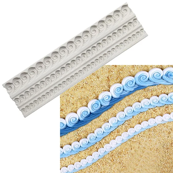 HULIANFU Pearl Rope Wave Flower Gemstone Shape Cake Side Lace Silicone Sugarcraft Mold Fondant Cake Decorating Tools - Deanwangkt