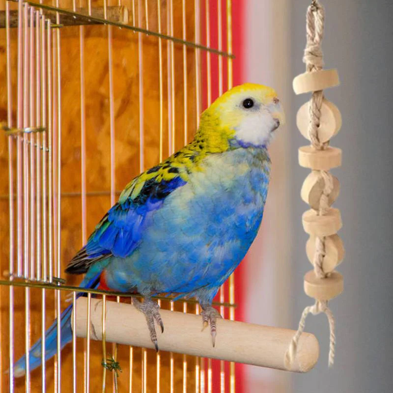 HULIANFU Parrot Swing Chewing Toy Wooden Bird Toys 7 Pcs Small Parrot Chewing Toy Kit Perfect Wooden Bird Toy For Small Parrots Conures - Deanwangkt