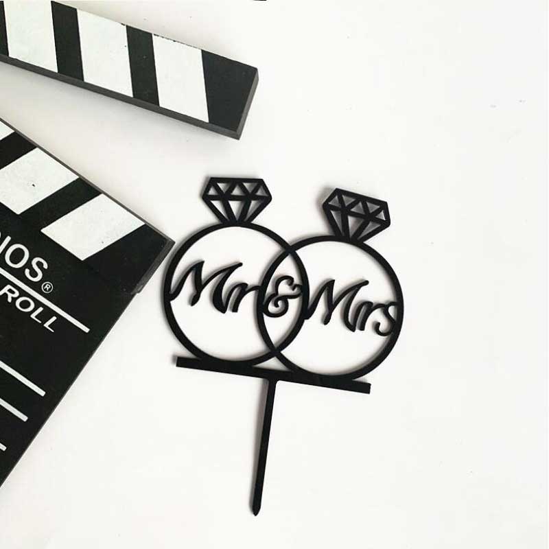 HULIANFU Wedding Cake Topper Acrylic Bride to be Cake Decorations Mariage Anniversary Birthday Party Baking Dessert Cake Top Flag Cupcake - Deanwangkt