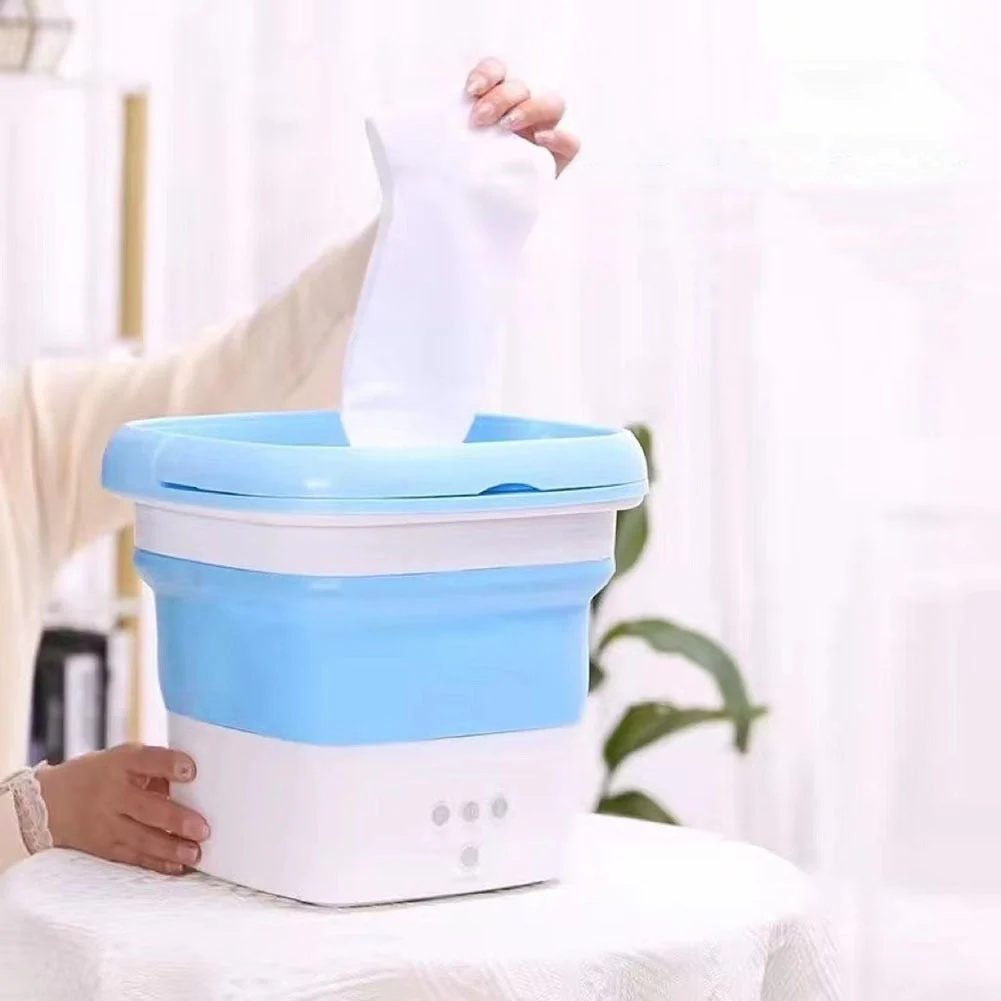 HULIANFU Portable Mini Folding Washing Machine for Socks Underwear Clothes Washer with Dryer Bucket Cleaning Washer Washing Machine - Deanwangkt