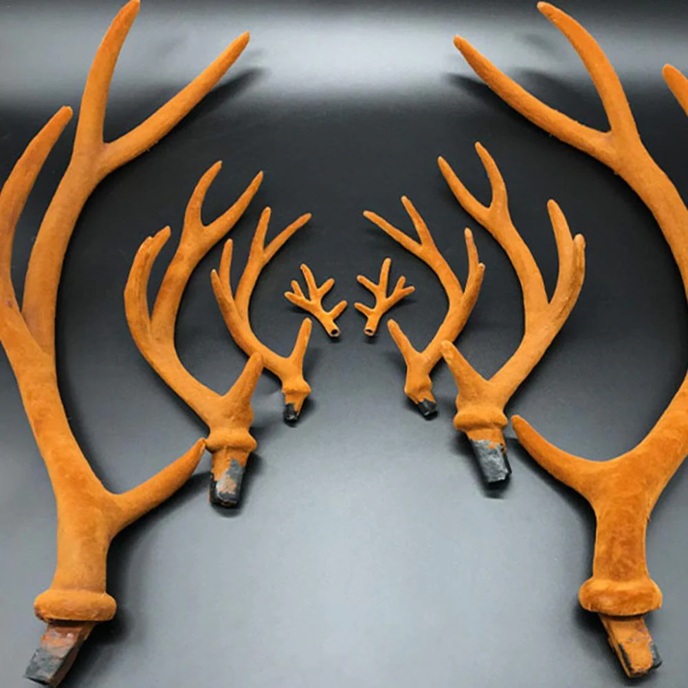 HULIANFU 2026  Christmas Simulation Antlers Headwear Brown Deer Horns Hair Band Headband Goth Halloween Cosplay Accessories Headdress - Deanwangkt