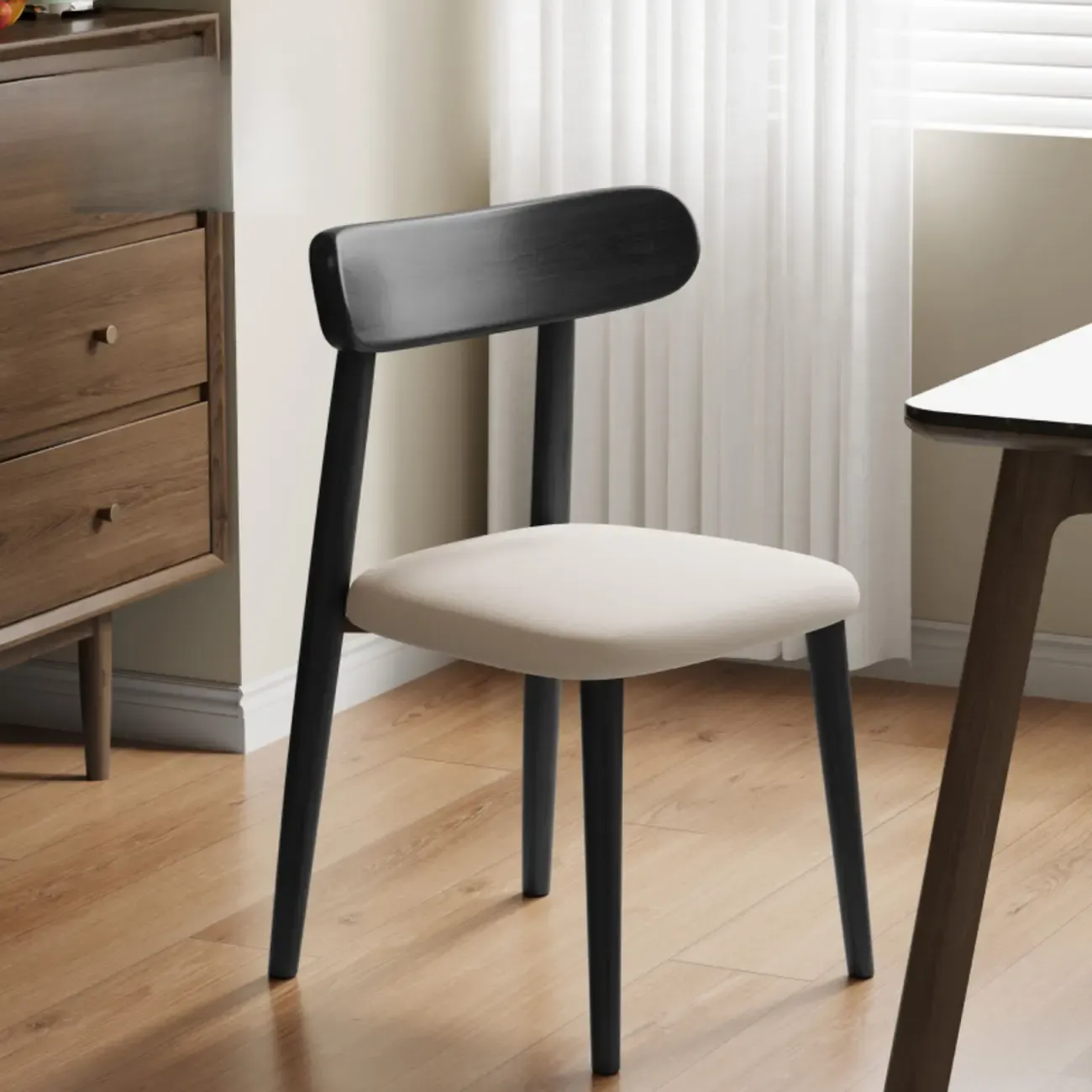 Modern Armless Leather Dining Chair with Low Back