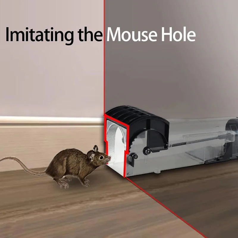 HULIANFU Smart Self-locking Mousetrap Safe Firm Transparent Household Mouse Catcher Plastic Reusable Humane Indoor Outdoor Rat Trap - Deanwangkt