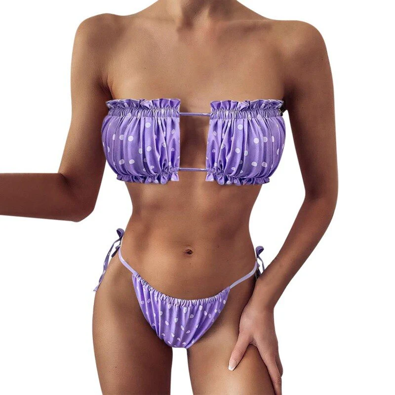 Women High Waist Bikini Sexy Swimsuit Swimwear Female Bandeau Thong Brazilian Biquini Bikini Set Bathing Suit Bather - Deanwangkt