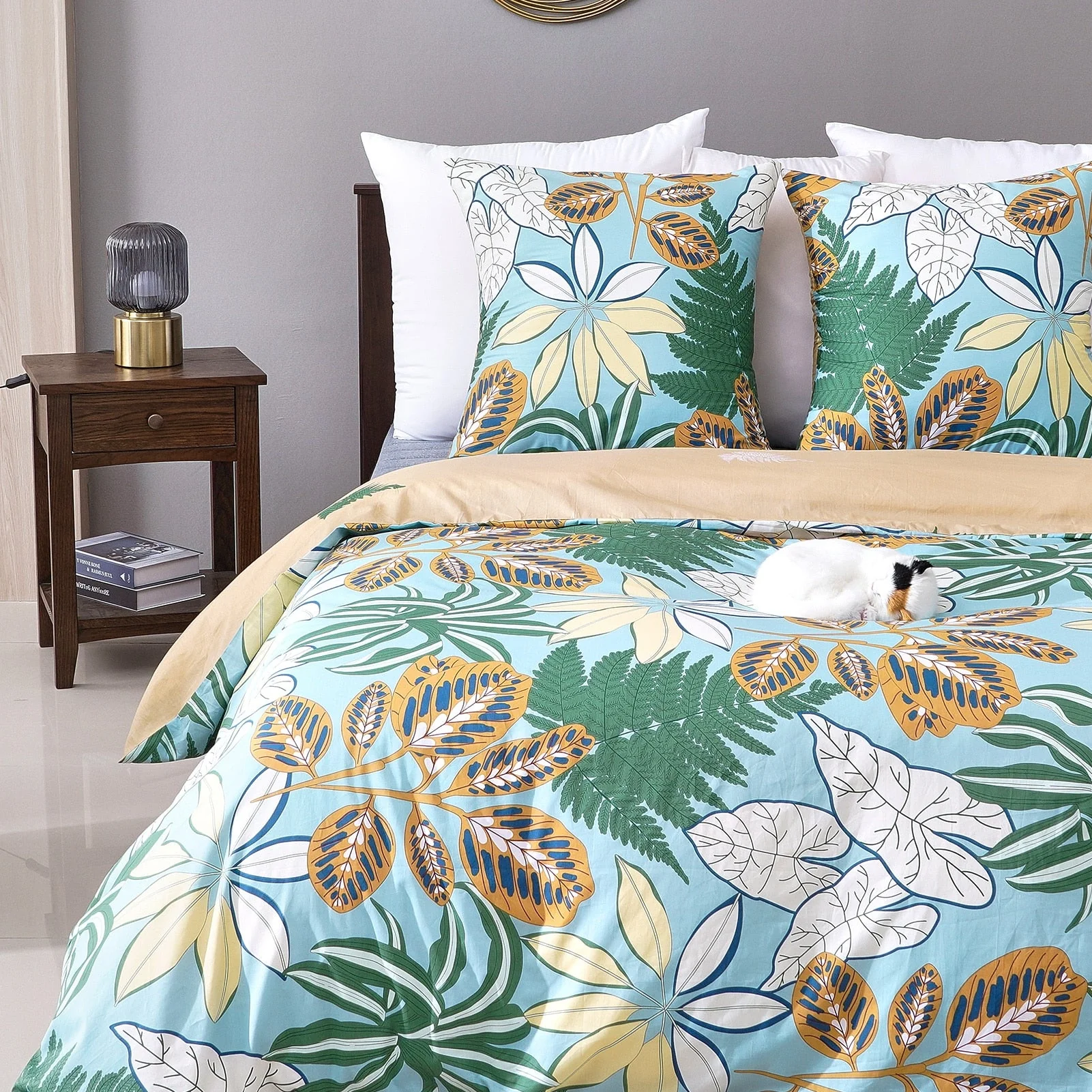 HULIANFU Topfinel Bedding Sets 100%Pure Cotton Soft Comforter Pattern Duvet Cover Pillow Shams Bedding Cover Double Single 3 PCS Bed Set - Deanwangkt