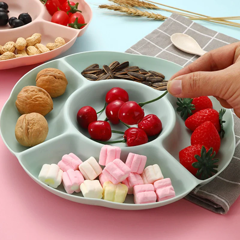 HULIANFU Multi-function Plastic Fruit Plate Dessert Tray Plate Snack Dish 6 Compartments High Quality - Deanwangkt