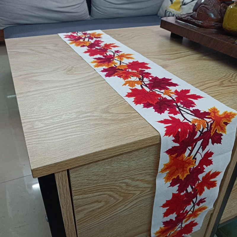 HULIANFU Thanksgiving Table Runner Pumpkin Maple Leaves Halloween Kitchen Dining Table Decoration Christmas For Outdoor Home Party Decor - Deanwangkt