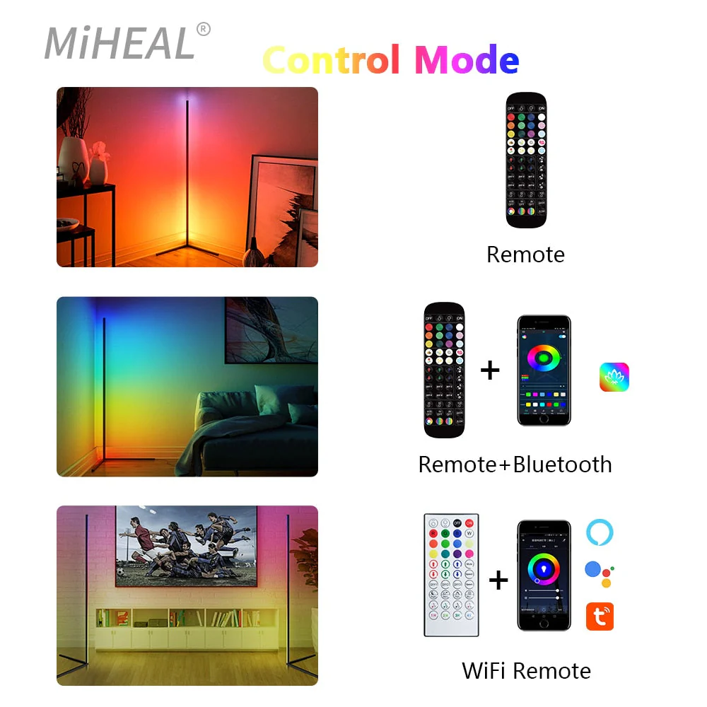 HULIANFU RGB LED Floor lamp Indoor Home Decoration Modern Corner Floor Lamp Living Rome Art Decor Atmospheric Standing Stand Lighting - Deanwangkt