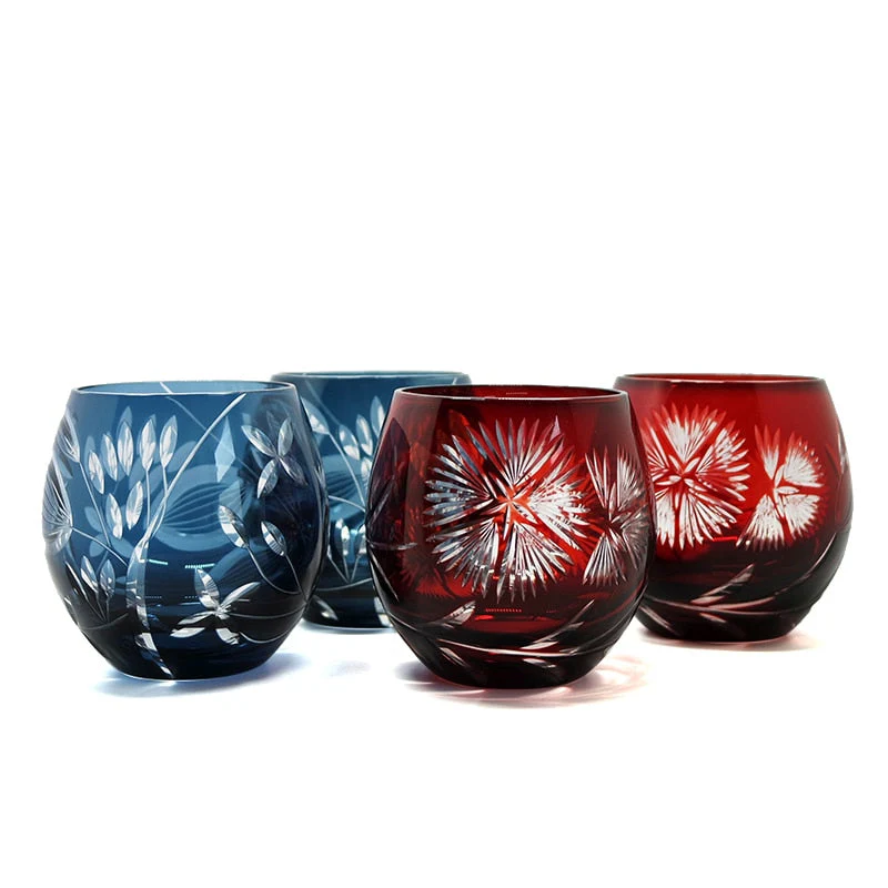 HULIANFU Japanese Edo Kiriko Handmade Wine Glassware Satsuma Kiriko Whisky Glass Sake Cup 8oz Water Cup In Gift Box - Deanwangkt