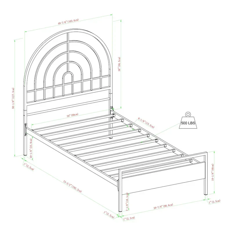Walker Edison Modern Metal Arch Twin Bed Frame