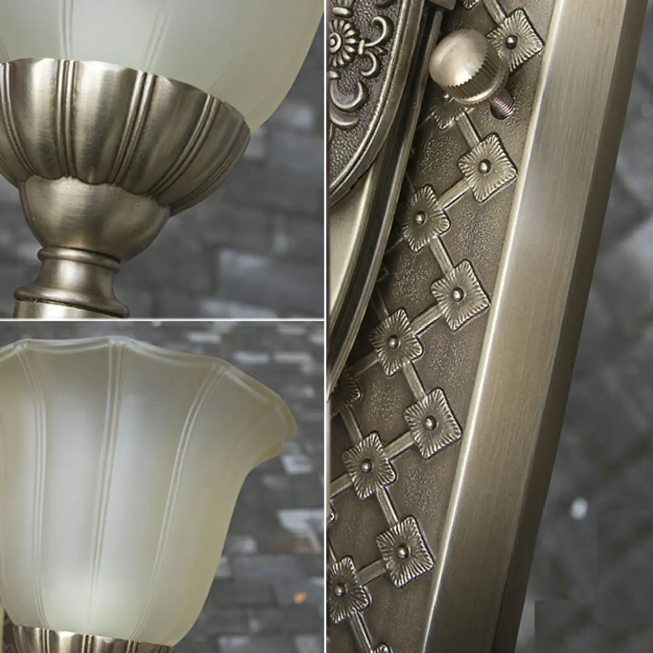 Retro Gold Frame Wall Sconce Lamp with Crystal Pendant