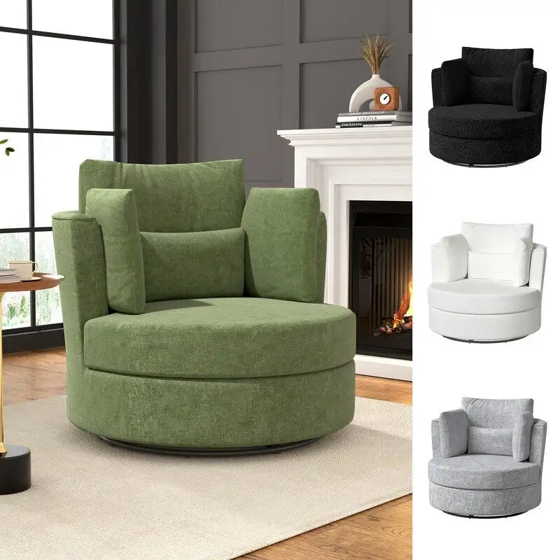 Chenille Swivel 34.7 Wide Soft Modern Upholstered Accent Chair