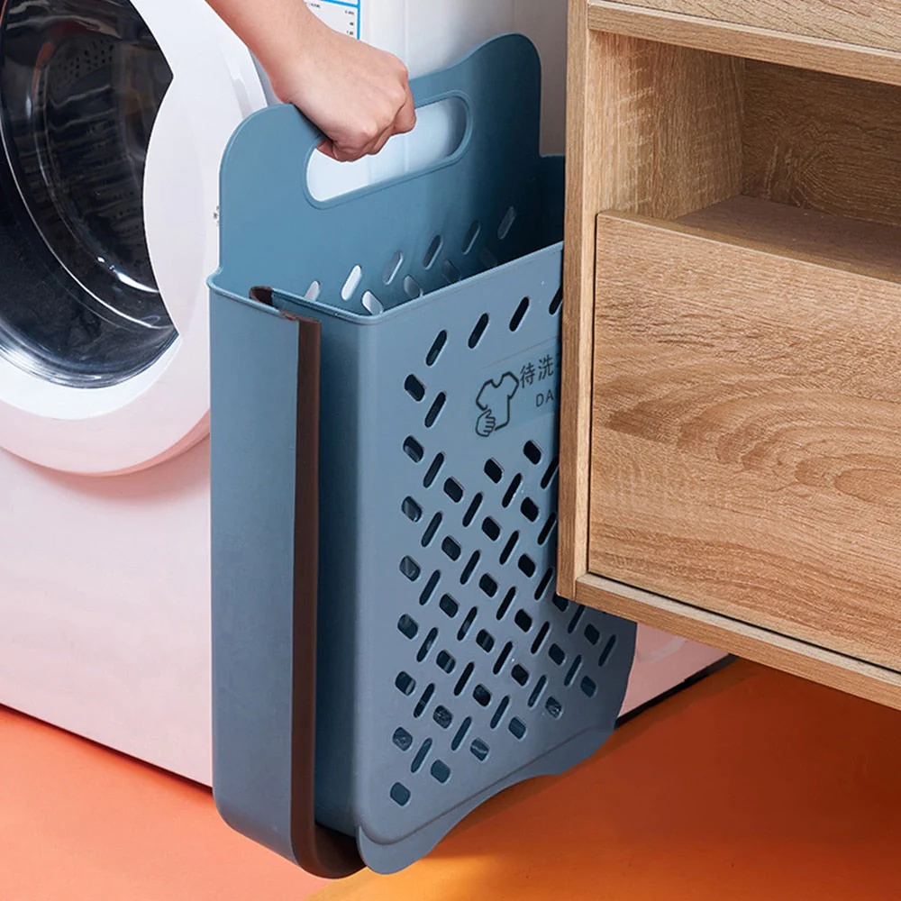 HULIANFU Large Portable Bathroom Folding Dirty Clothes Storage Basket Household Wall Hanging Punch-Free Laundry Basket Put Clothes Bucket - Deanwangkt