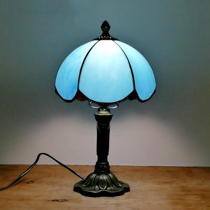 HULIANFU 2026  Mediterranean Style Restaurant Bar Cafe LED Vintage Desk Lamp Bedside Colorful Glass Table Lamps Nightstand Light Bedroom Lamp - Deanwangkt