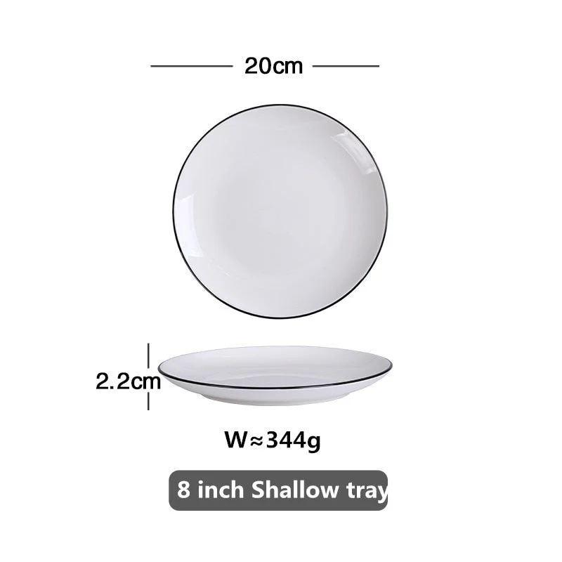 HULIANFU White Dinner Plate Set Ceramic Kitchen Plate Tableware Set Food Dishes Rice Salad Noodles Bowl Soup Kitchen Cook Tool 1pc - Deanwangkt
