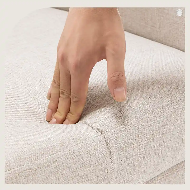 LUE BONA Linen Accent Chair Comfy Living Room Chair with Arms Upholstered Button Tufted Armchair Modern Arm Chairs