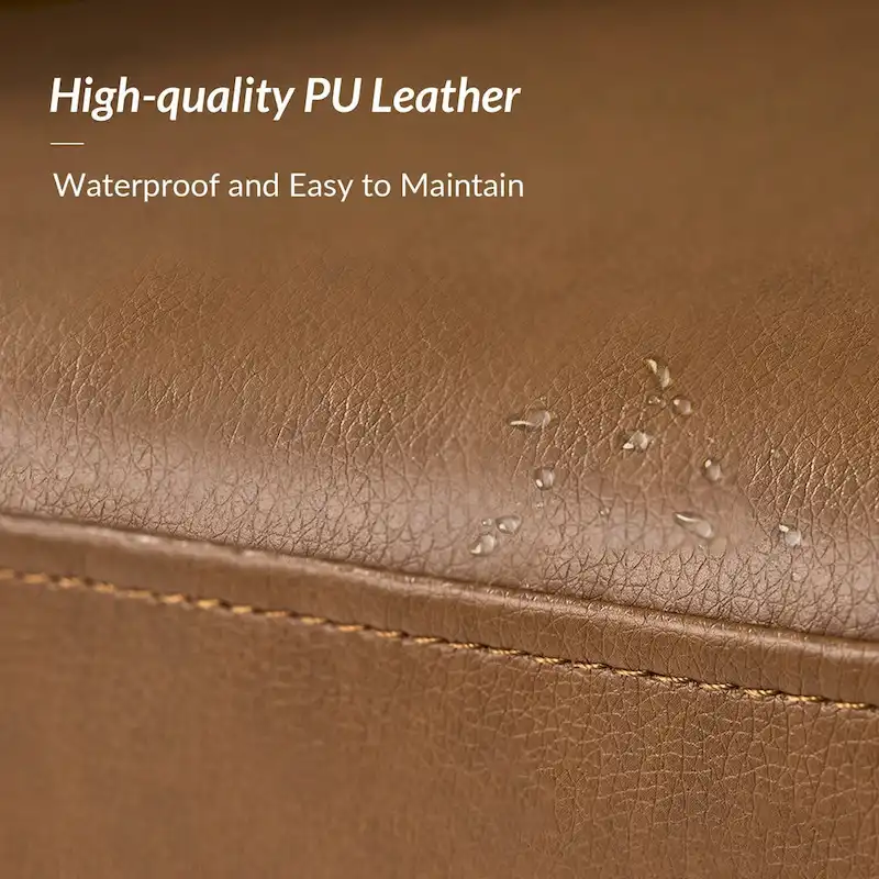 Haley Modern Swivel Barrel Faux Leather Chair with Solid Wood Base by