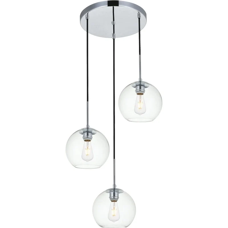Elegant Lighting Baxter 3 Light 18  Wide Multi Light Pendant with