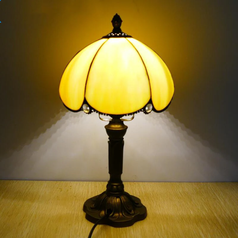 HULIANFU 2026  Mediterranean Style Restaurant Bar Cafe LED Vintage Desk Lamp Bedside Colorful Glass Table Lamps Nightstand Light Bedroom Lamp - Deanwangkt