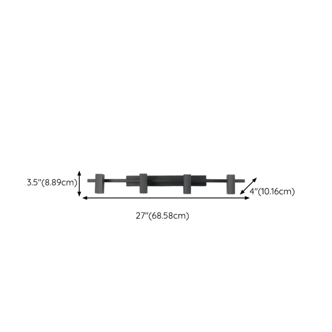 3-Light Rectangle Adjustable Black Vanity Lights