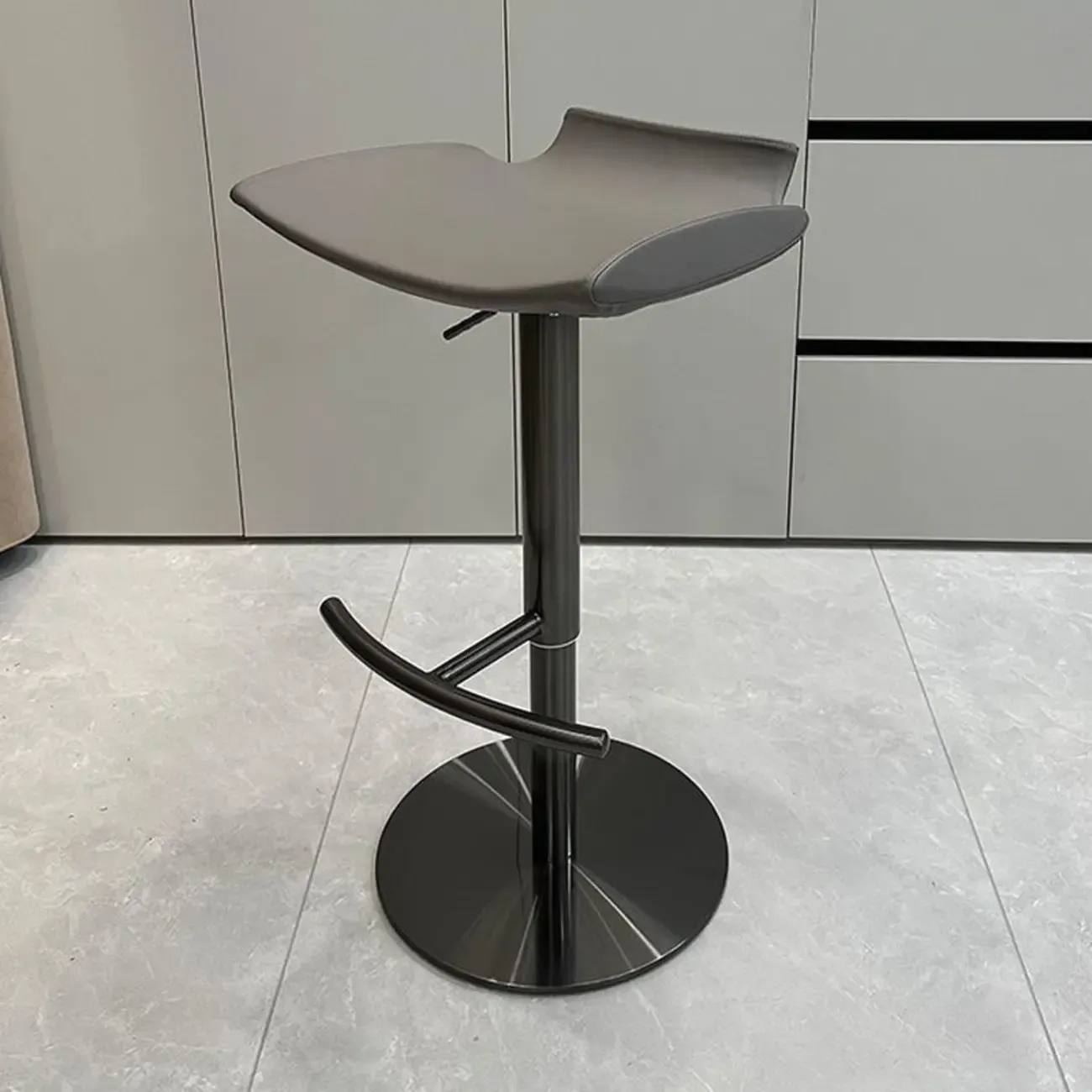 Modern Adjustable Faux Leather Swivel Bar Stools