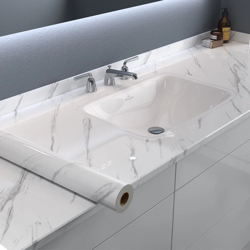 HULIANFU 2026  Kitchen Oil-proof Transparent Film Thick Self Adhesive Waterproof Countertop Furniture Marble Wallpaper Bathroom Decor Stickers - Deanwangkt