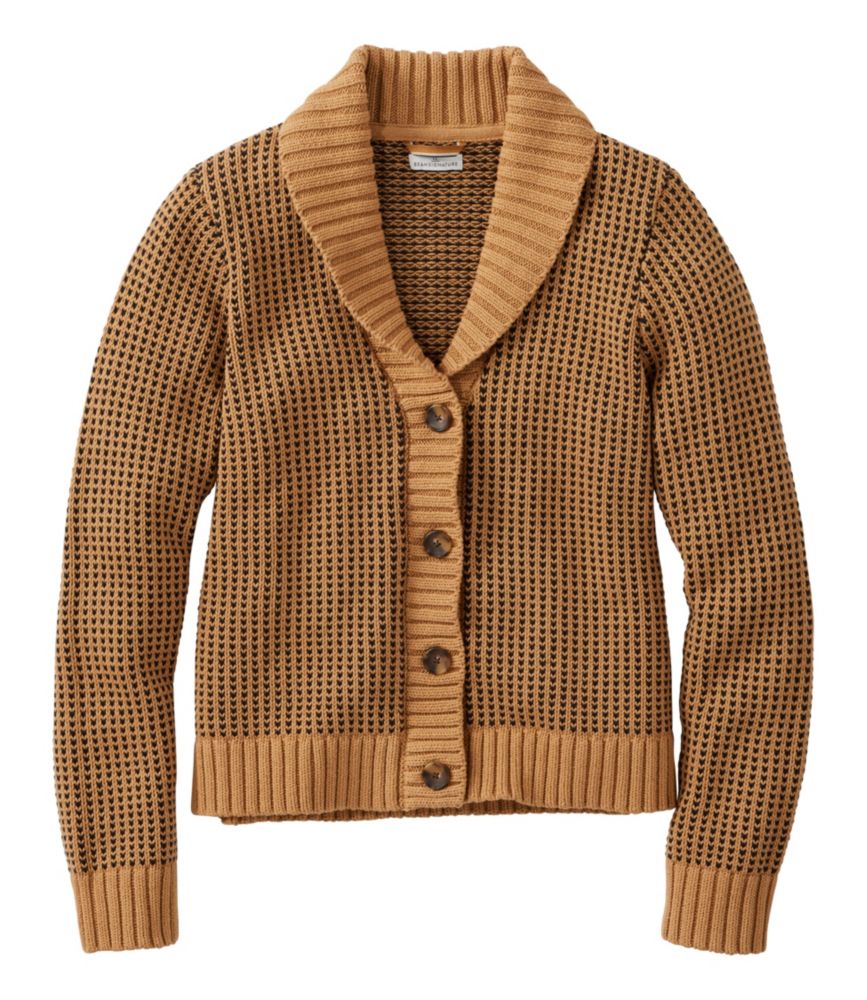 Women's Signature Original Cotton Sweater, Shawl Cardigan Bird's-Eye