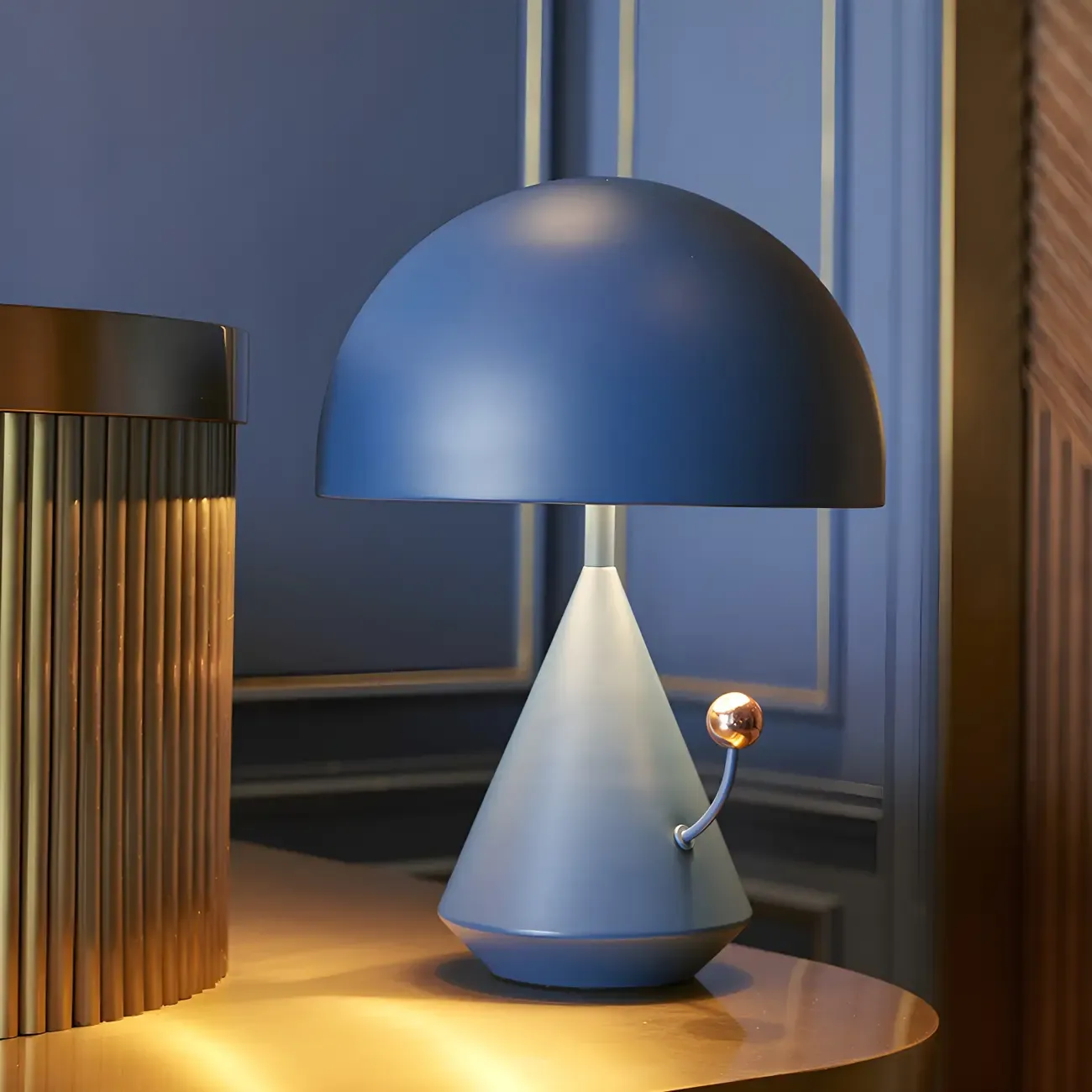 Art Deco Mushroom-Shape Metal LED Table Lamp