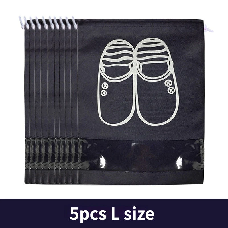 HULIANFU Shoes Storage Bag Closet Organizer Non-woven Travel Portable Bag Waterproof Pocket Clothing Classified Hanging Bag 5pcs L size - Deanwangkt