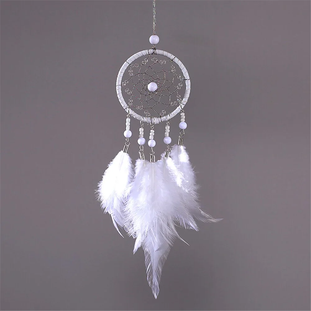 HULIANFU New Indian Style Dreamcatcher Moon Handmade Wind Chimes Wall Ornament Girls Room Decoration Feather Dream Catcher - Deanwangkt