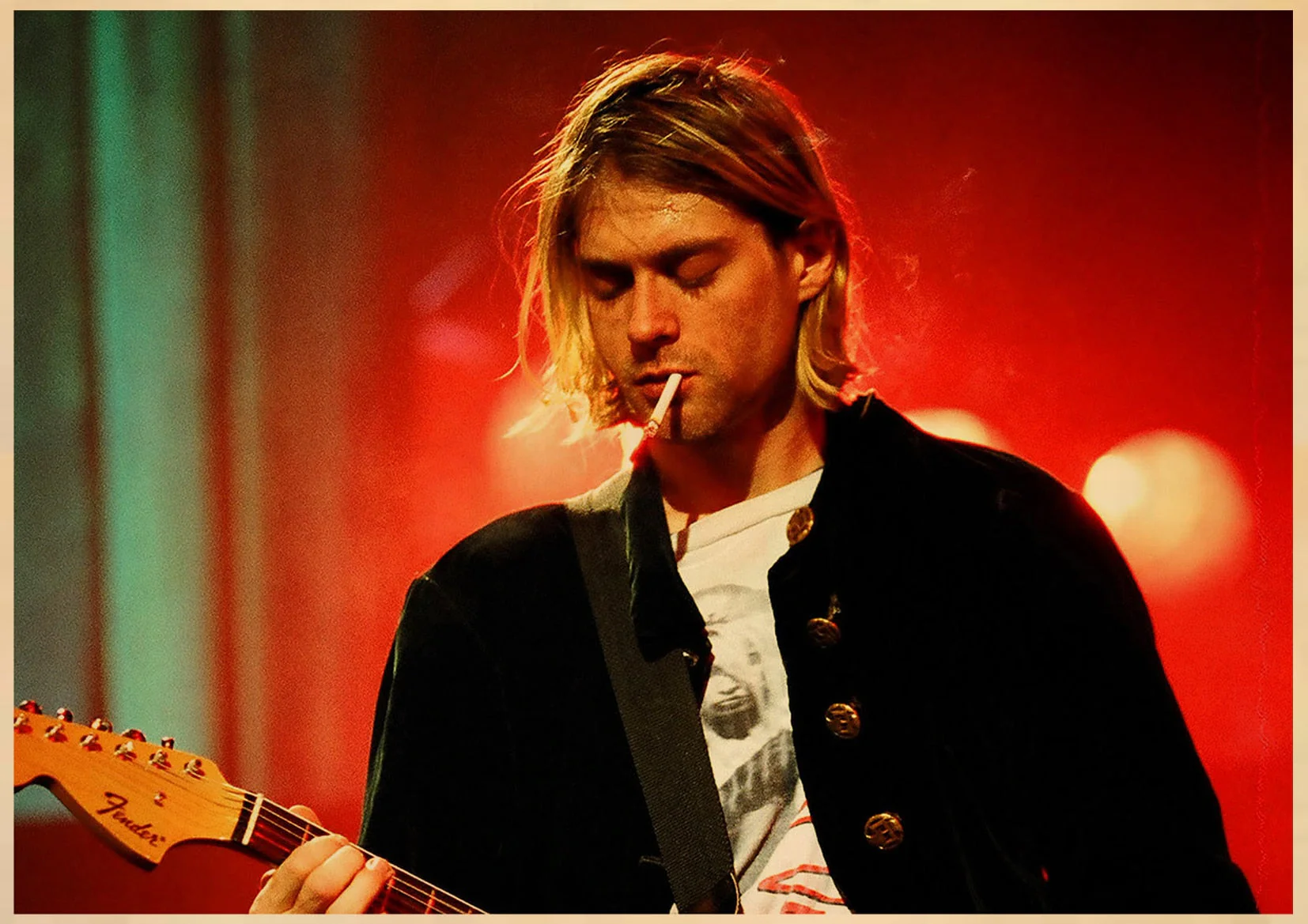 HULIANFU Singer Kurt Cobain Posters Rock and Roll Music Retro Kraft Paper Sticker DIY Vintage Room Bar Cafe Decor Gift Art Wall Paintings - Deanwangkt