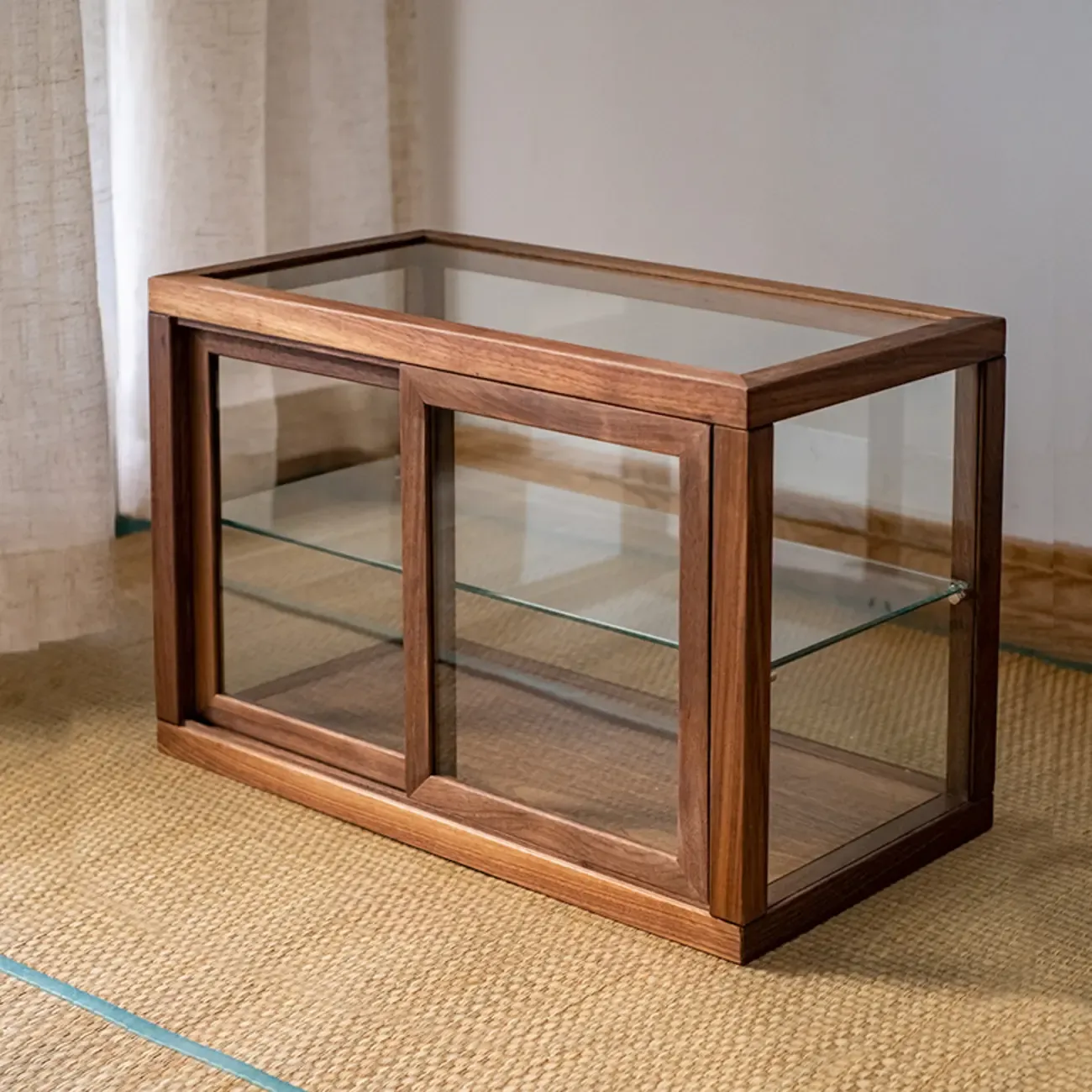 Small Wooden Glass Display Curio Cabinet Tableytop