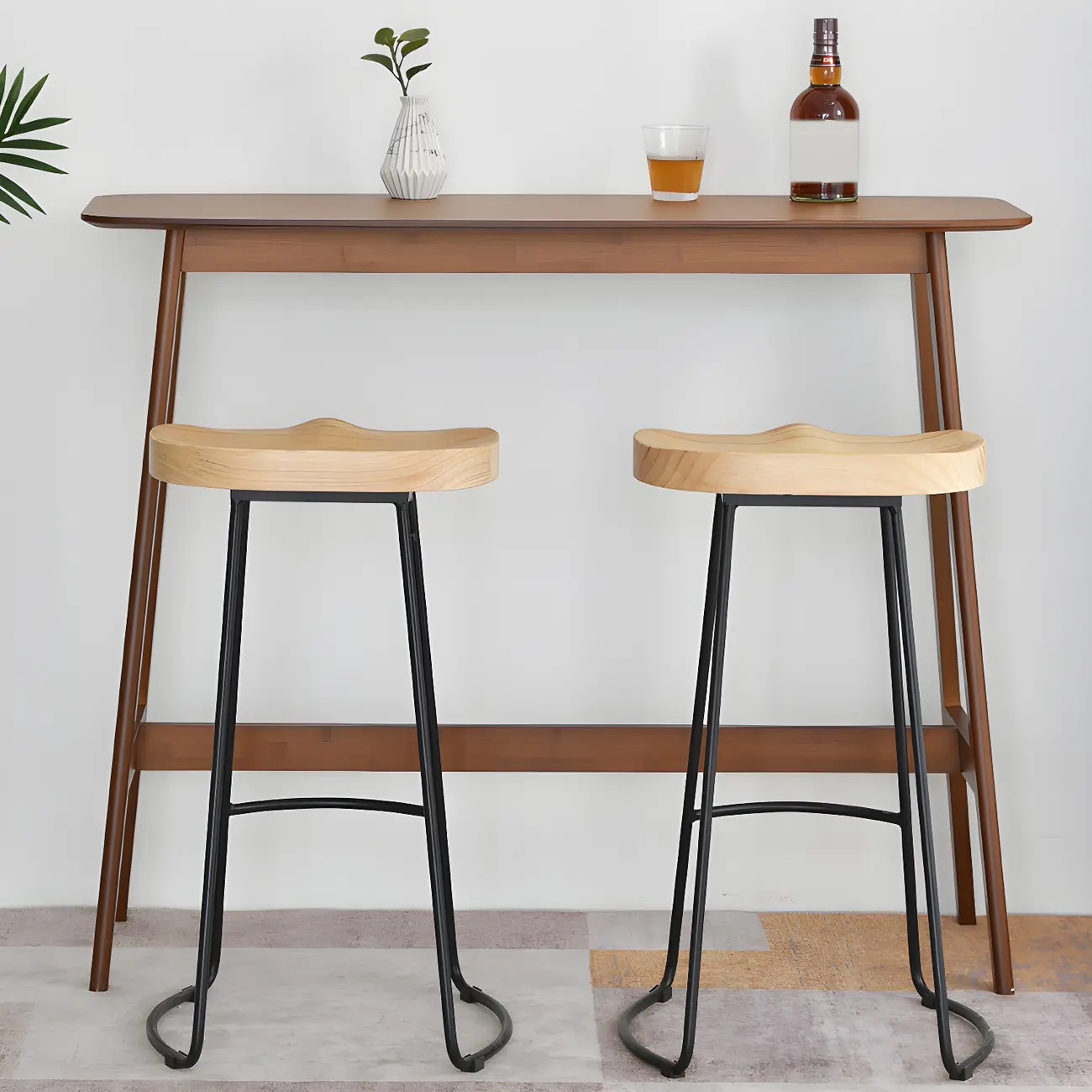 Modern Home Natural Bamboo Trestle Bar Table