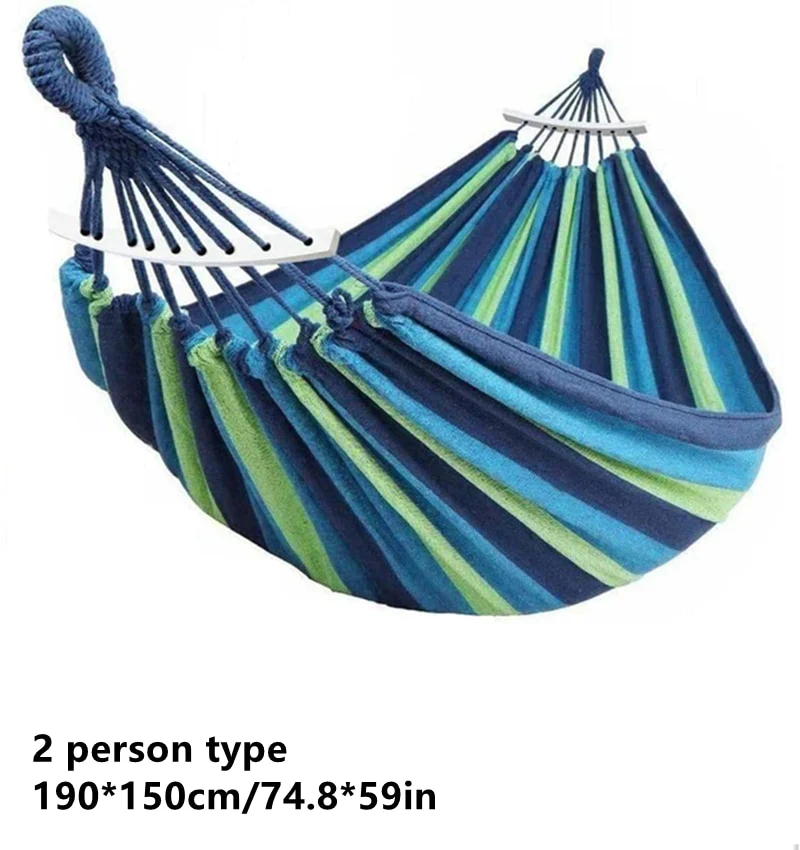 HULIANFU Outdoor Hammock Portable Garden Hammock Sports Home Travel Camping Swing Canvas Stripe Hang Bed Hammock Double Single People - Deanwangkt