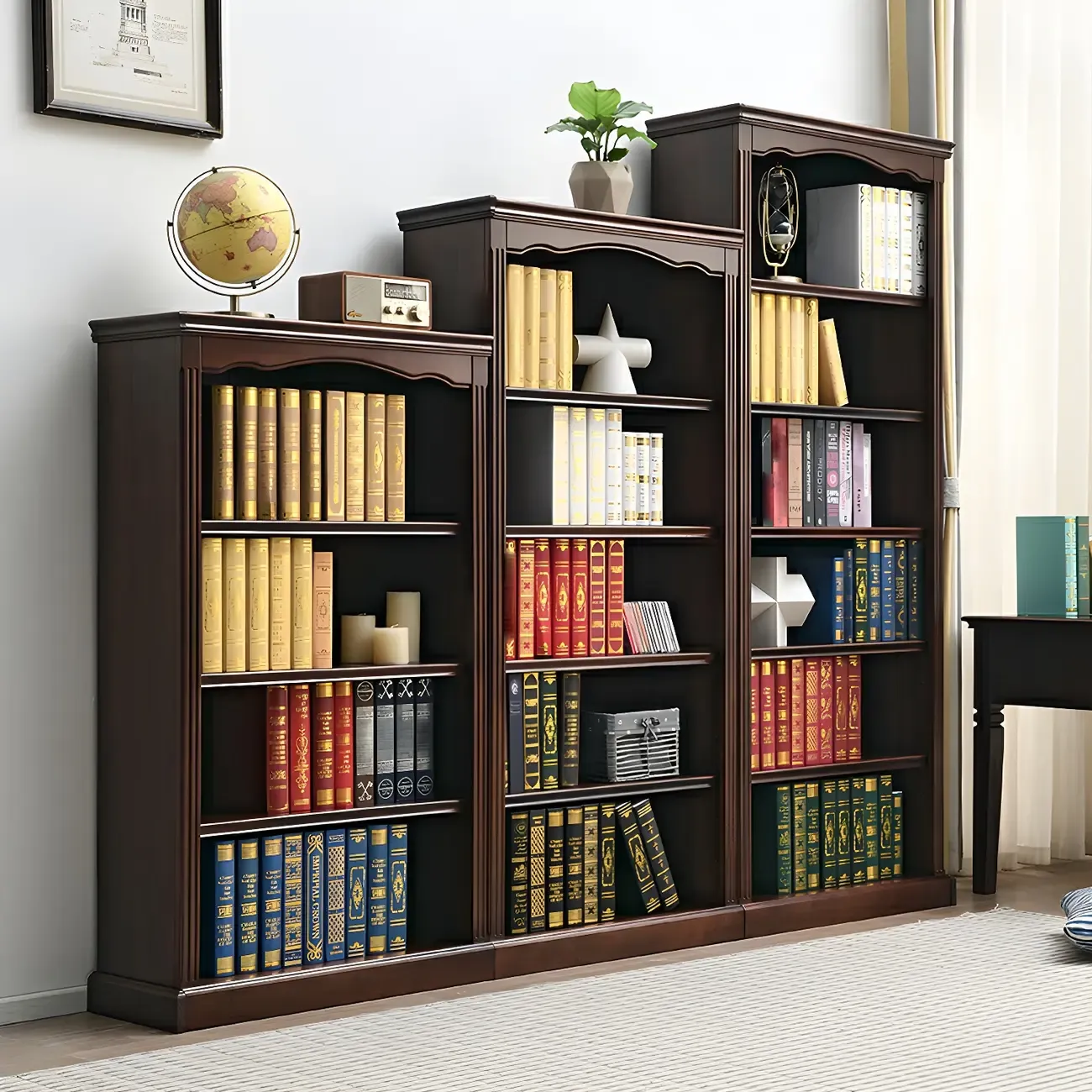 Classic Simple White Rectangular Wood Bookcase
