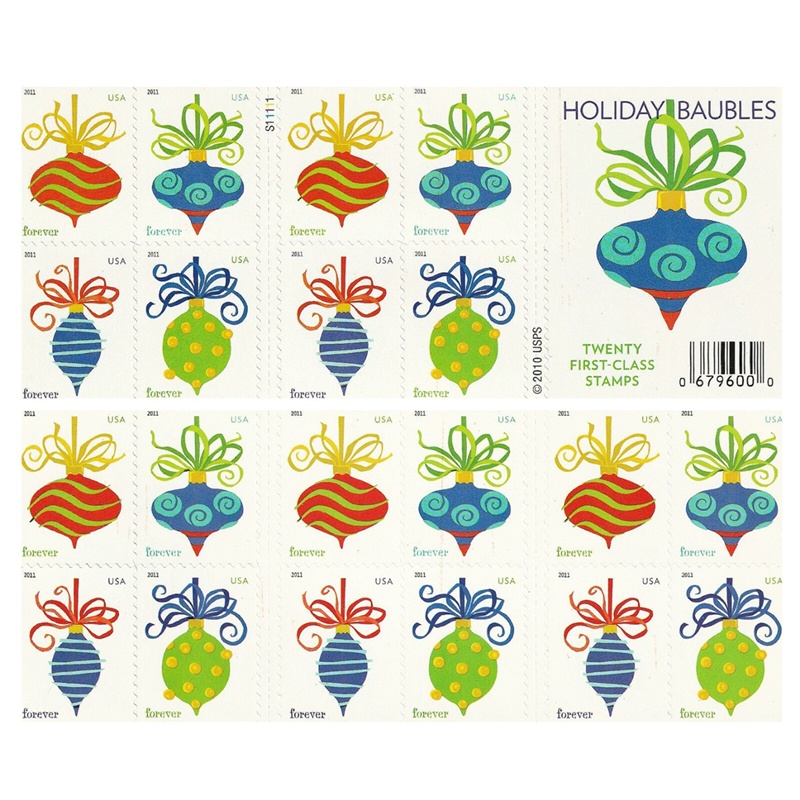 Holiday Baubles 2011, (Book of 20) - TWENTYSTAMPS