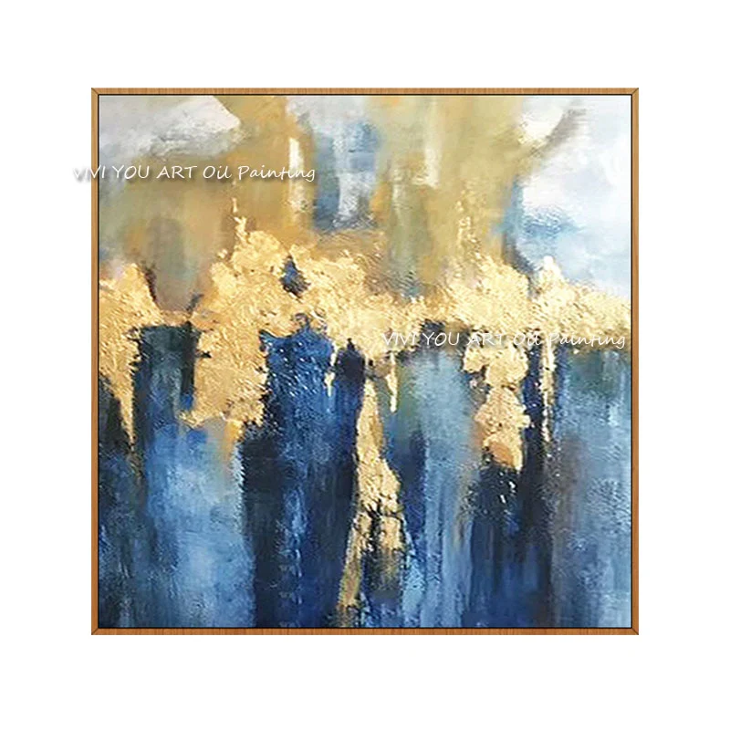 HULIANFU New Design High Quality Hand-painted Modern Golden Oil Painting on Canvas Modern Art Oil Painting for All Kinds of Wall Decor - Deanwangkt