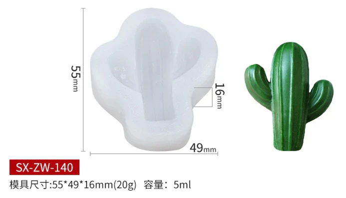 HULIANFU Mini Cactus Shape Candle Silicone Mold Handmade DIY Desktop Decoration Gypsum Epoxy Resin Aromatherapy Candle Silicone Mould - Deanwangkt