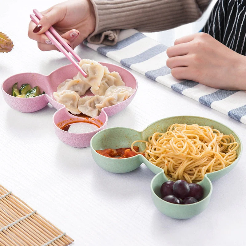 HULIANFU Kid Cartoon Mouse Mickey Bowl Dishes Lunch Box Kid Baby Children Infant Baby Rice Feeding Bowl Plastic Snack Plate Tableware - Deanwangkt