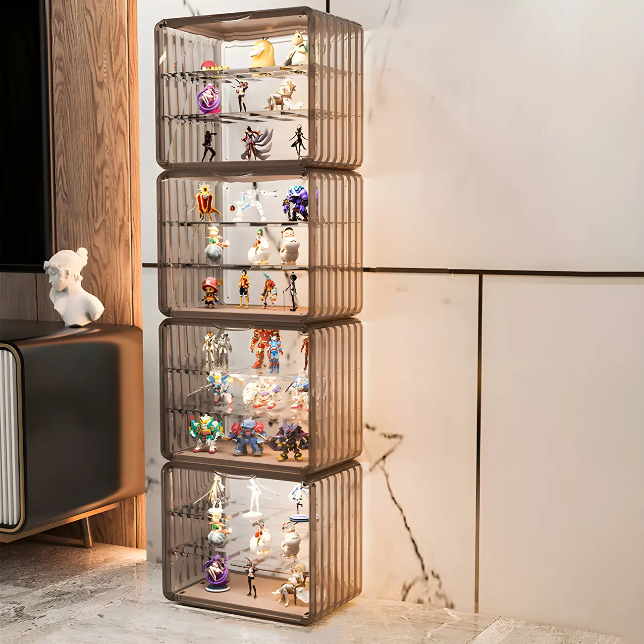 Stylish Stackable Green Clear Acrylic Display Cabinet