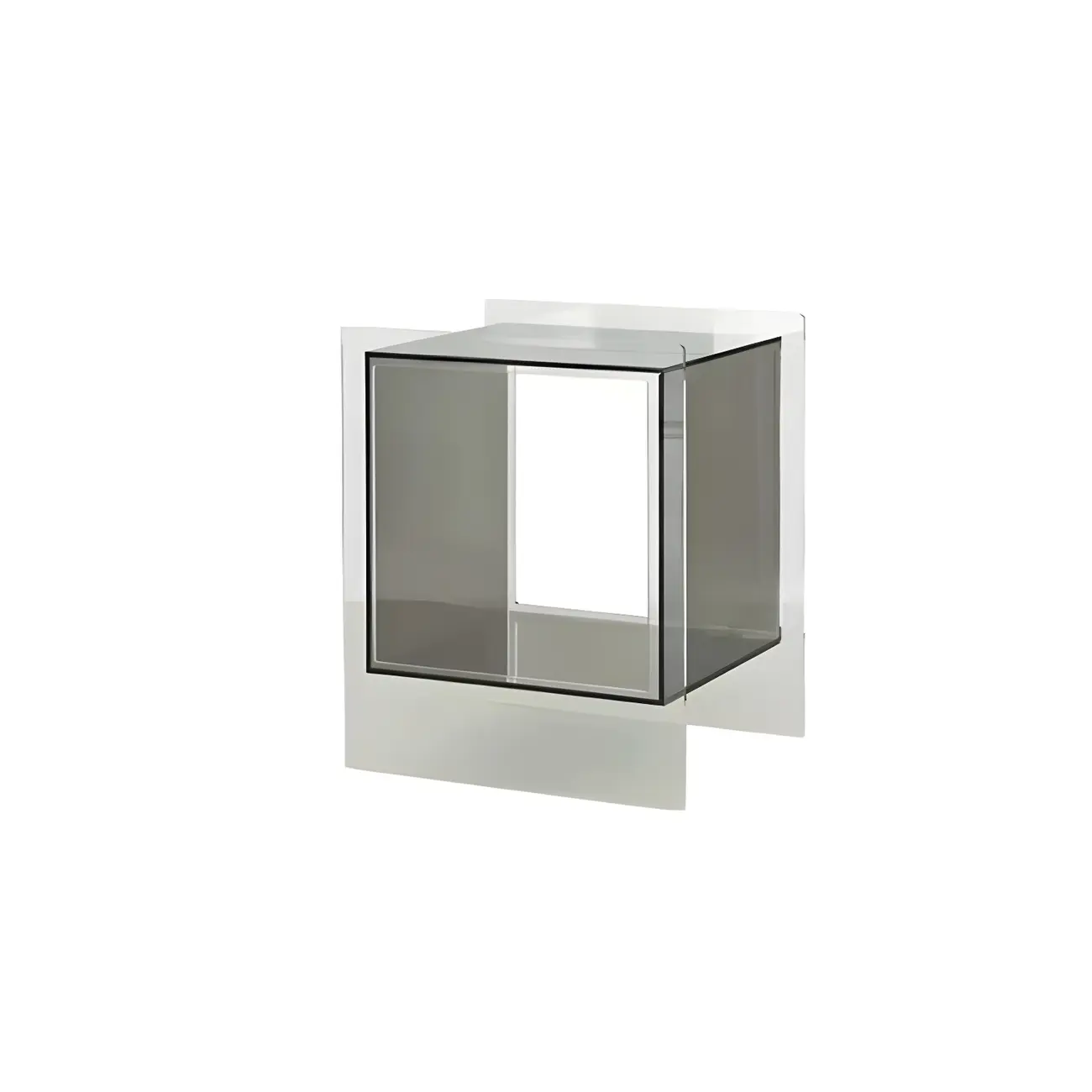 Modish Transparent Acrylic Nightstand with Open Shelf & Wheels